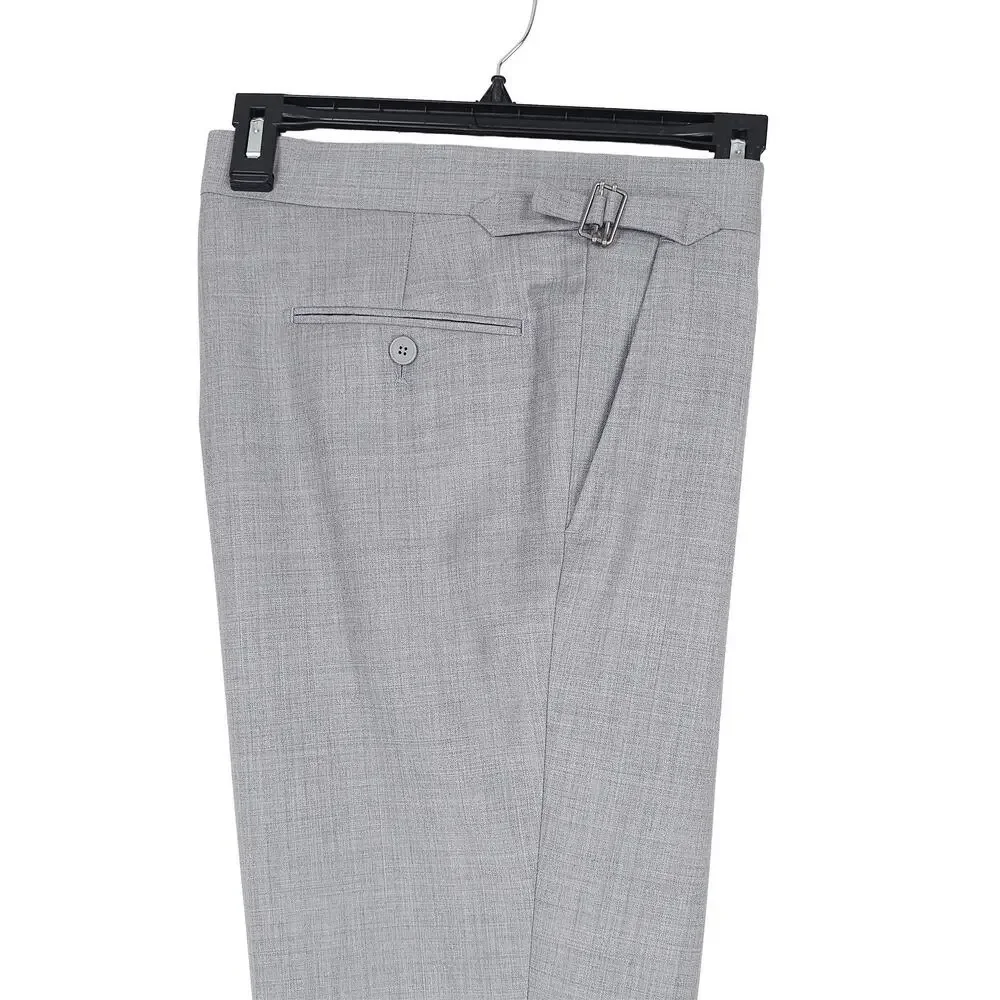 Calvin Klein Mens Slim Fit Wool Dress Pants 34x30 Light Grey Solid Pleated NWT